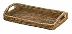 rattan tray rectangle high handle